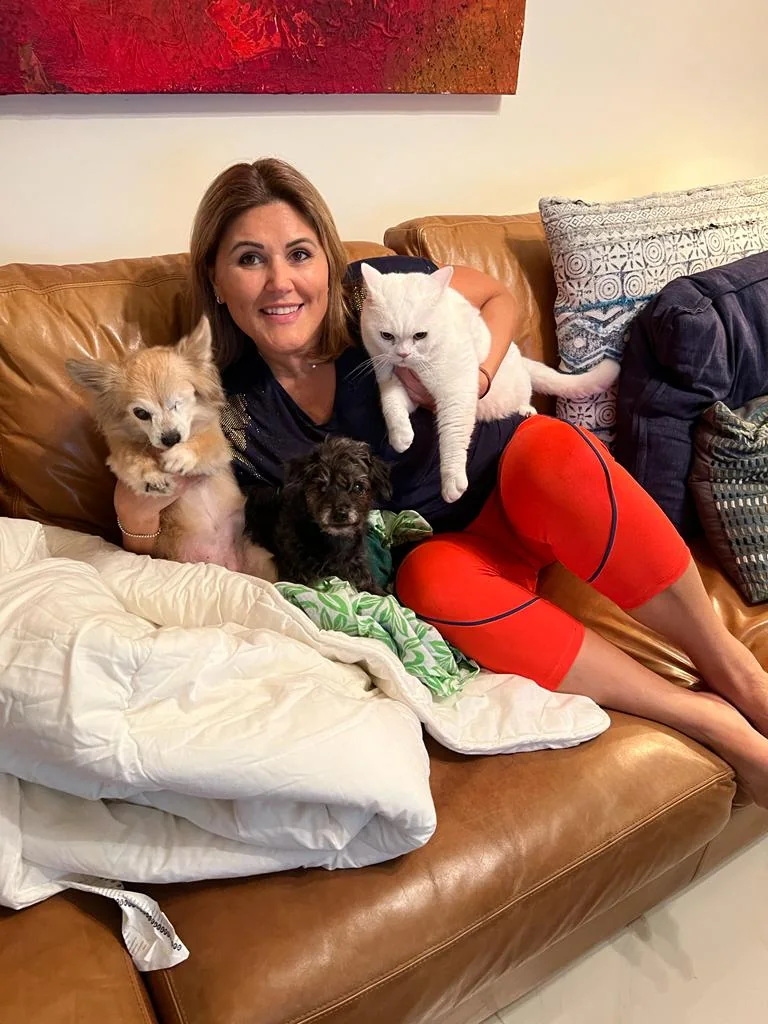 Rena at home with her three pets, from her Google review